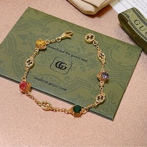 Gucci Gold Bracelet with Colorful Charms